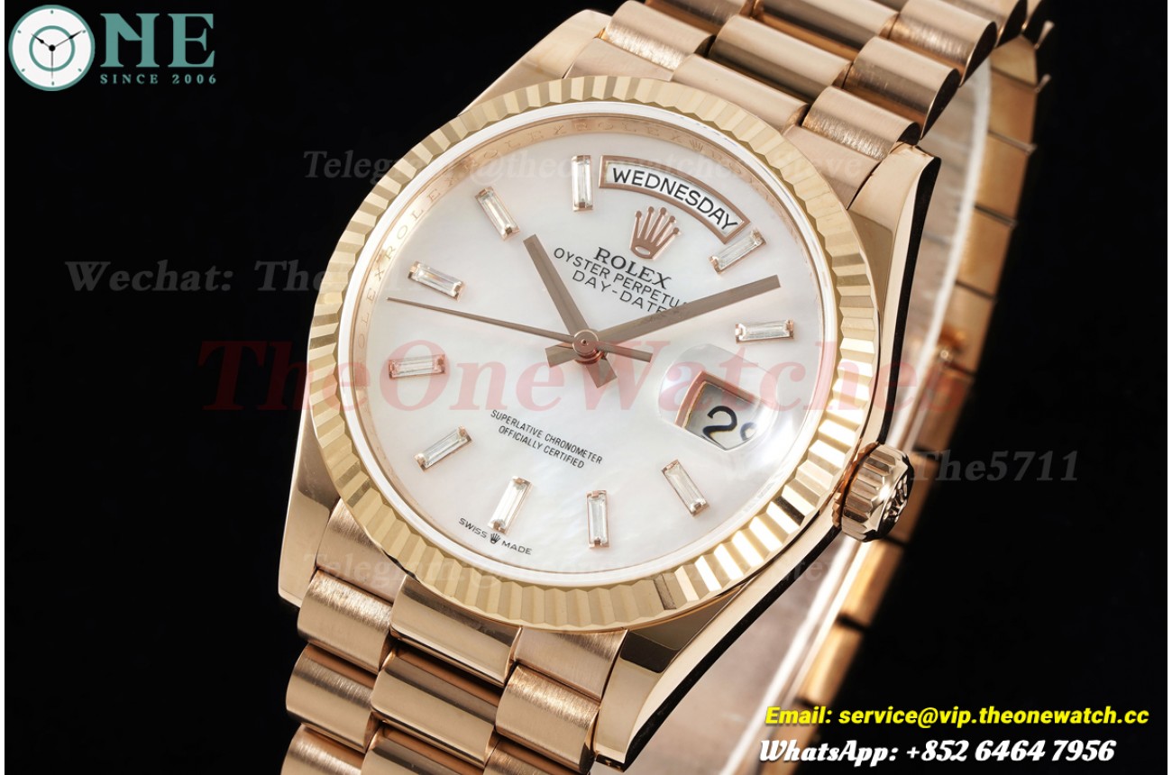 DayDate 128235 36mm Dia RG/RG White/Dia KF A2836(Gain Weight)