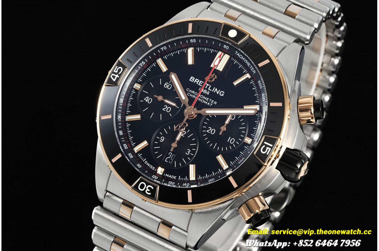 Chronomat B01 44MM SS/RG Black/Stk BLF A7750