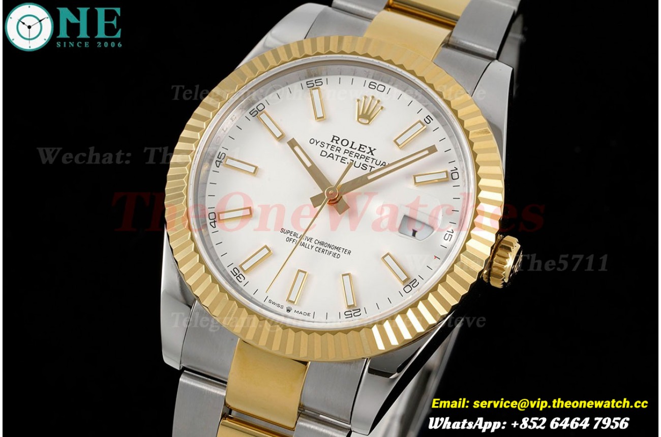 Datejust 126333 41MM Oyster 904L White/Stk YG/SS GMF VR3235