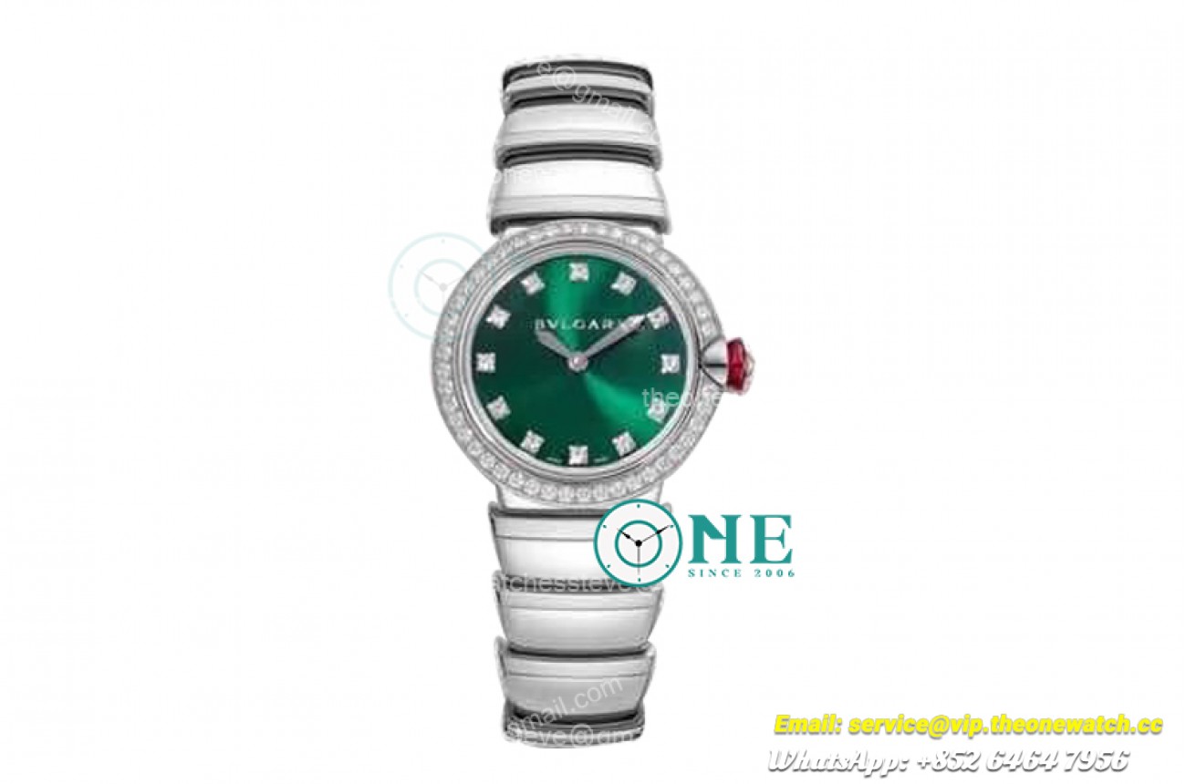 Bvlgari - Lvcea series 28mm SS/SS Grn/Dia Diam BVF Swiss Qua