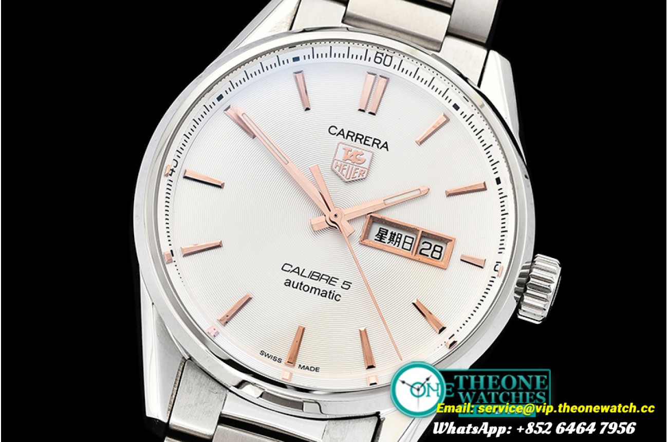 Tag Heuer - Carrera Calibre 5 Automatic SS/SS Wht/RG ANF Asia 2824