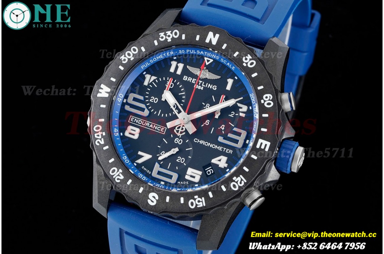 Professional Chronograph PVD Black Dial On Blue Strap Swiss Quartz
