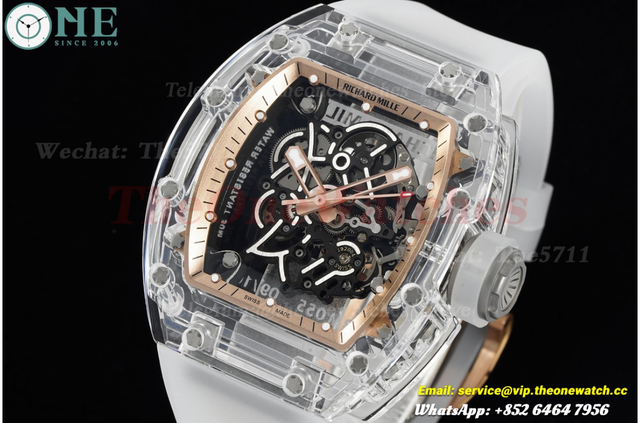 RM055 Skeleton RG Dial on Transparent Strap Sonic RMUL2 Super Clone