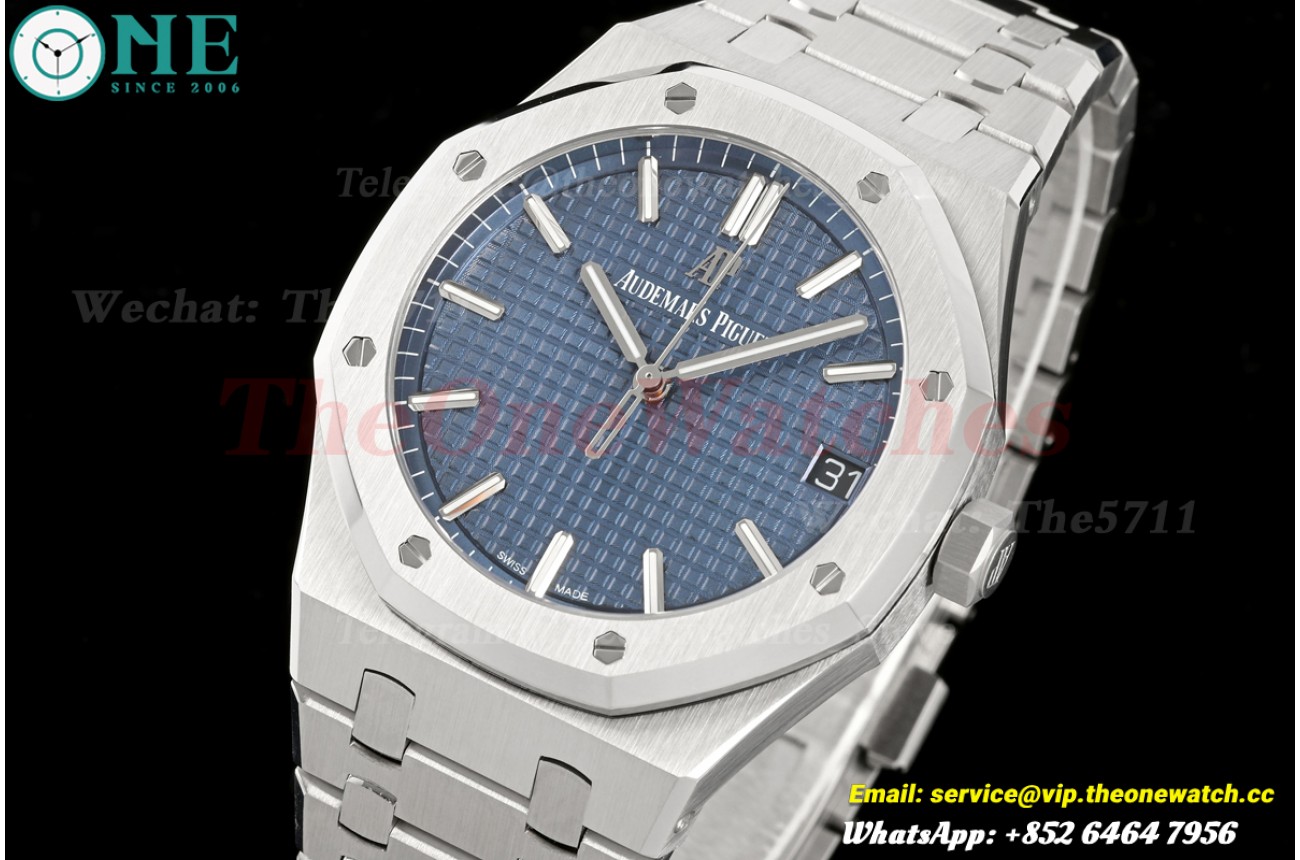 Royal Oak 41mm 15500 SS/SS Blue/Stk ZF SA4302 Super Clone (Free Sprung)