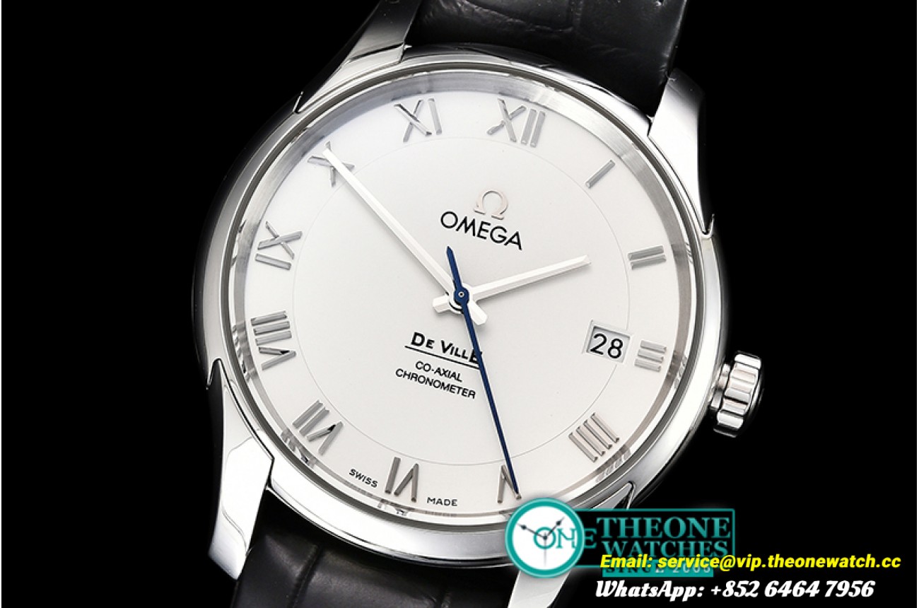 Omega - De Ville Men's Co-Axial SS/LE Wht/Roman VSF A8500