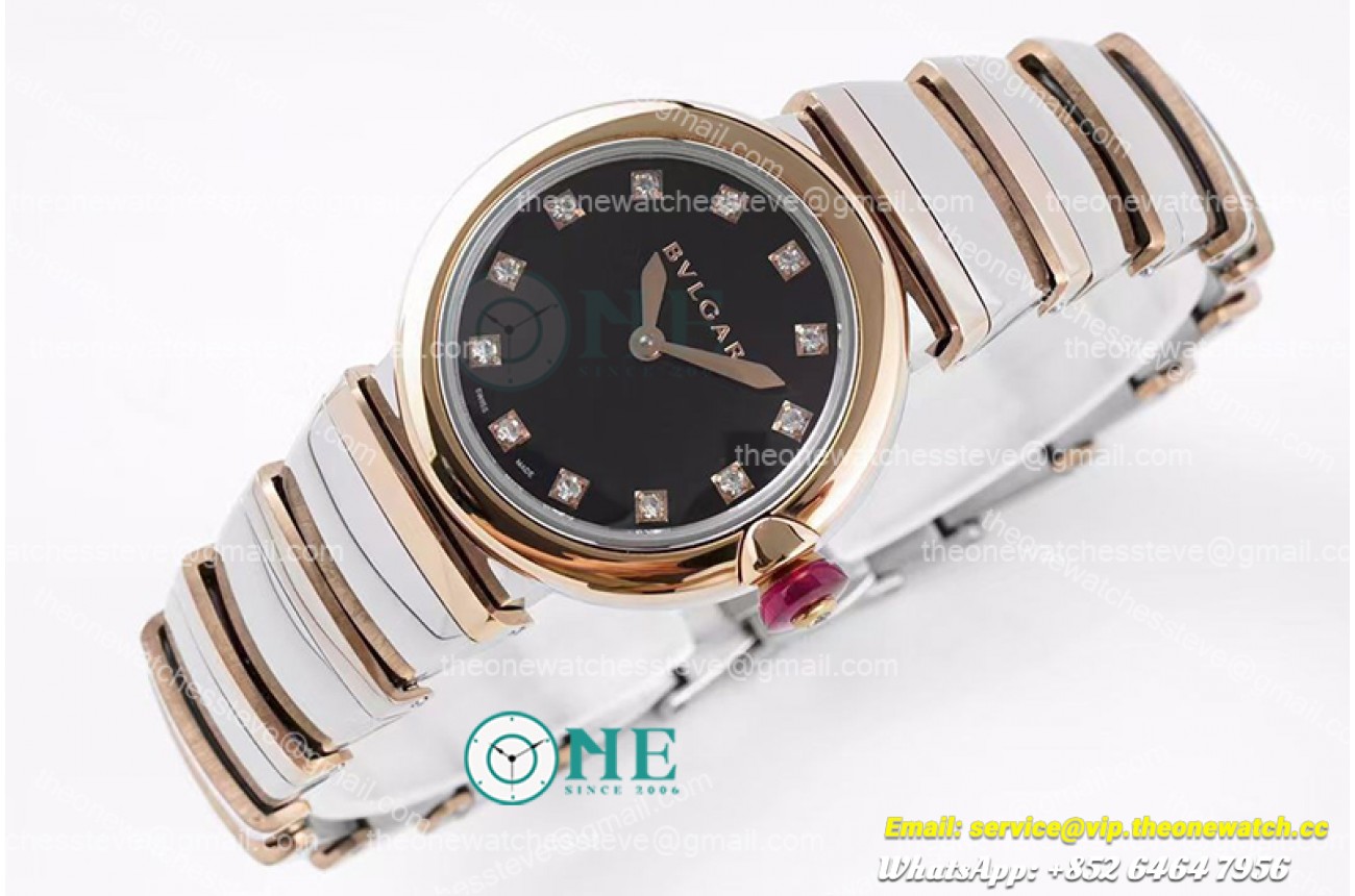 Bvlgari - Lvcea series 28mm RG/SS Blk/Dia BVF Swiss Qua
