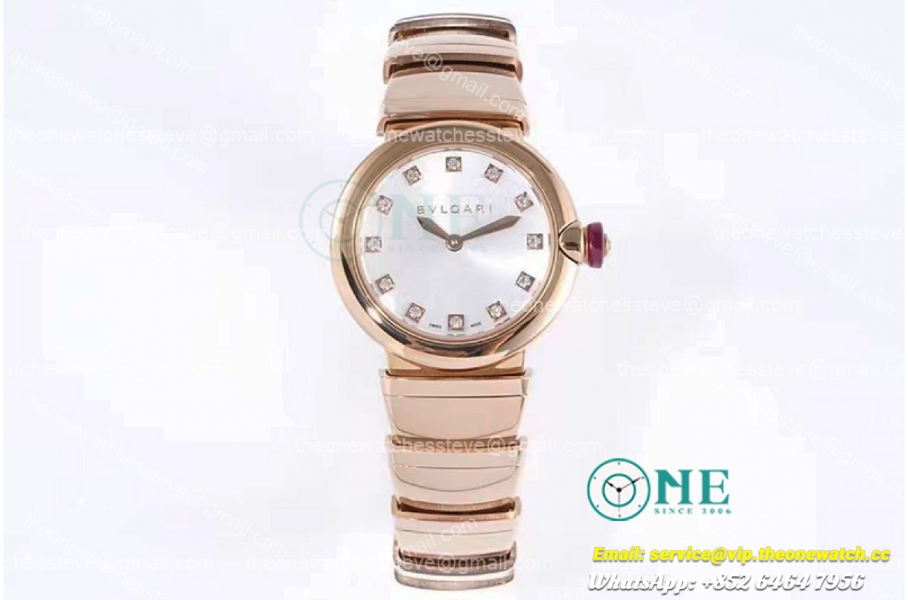 Bvlgari - Lvcea series 28mm RG/SS White/Dia BVF Swiss Qua