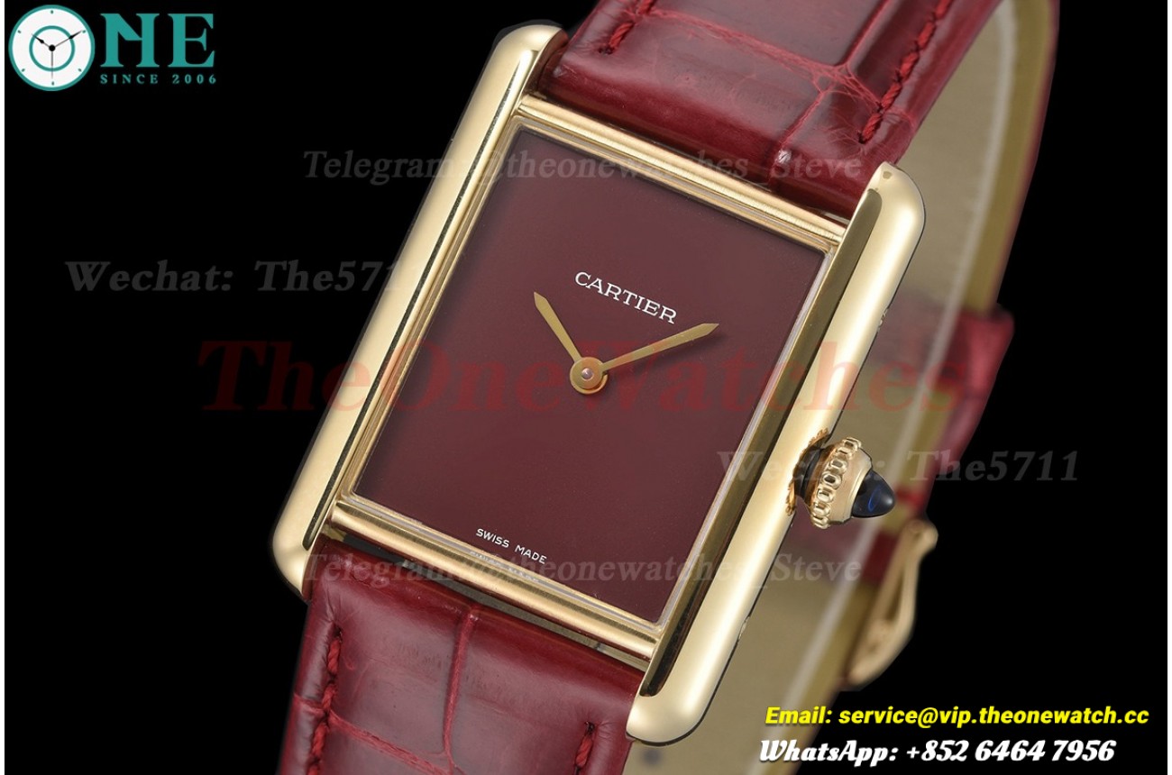 Tank Louis 25.5mm Alligator Leather YG/LE Red Dial DRF Quartz