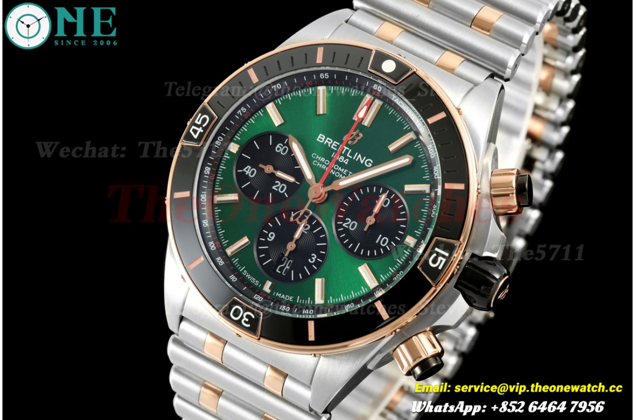 Super Chronomat B01 44MM SS/RG Green/Stk TF A7750