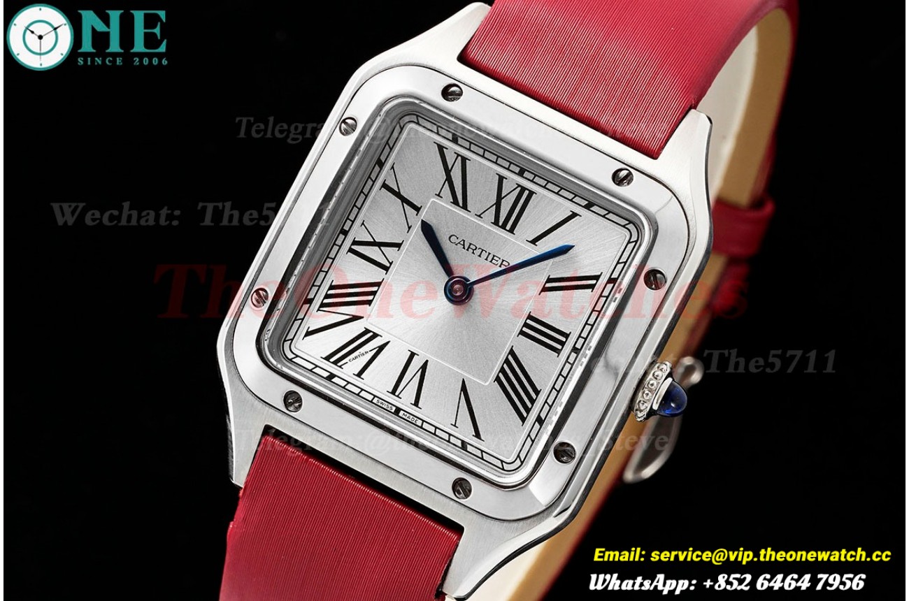 Santos Dumont Red SS/SA Silver Dial AF Quartz