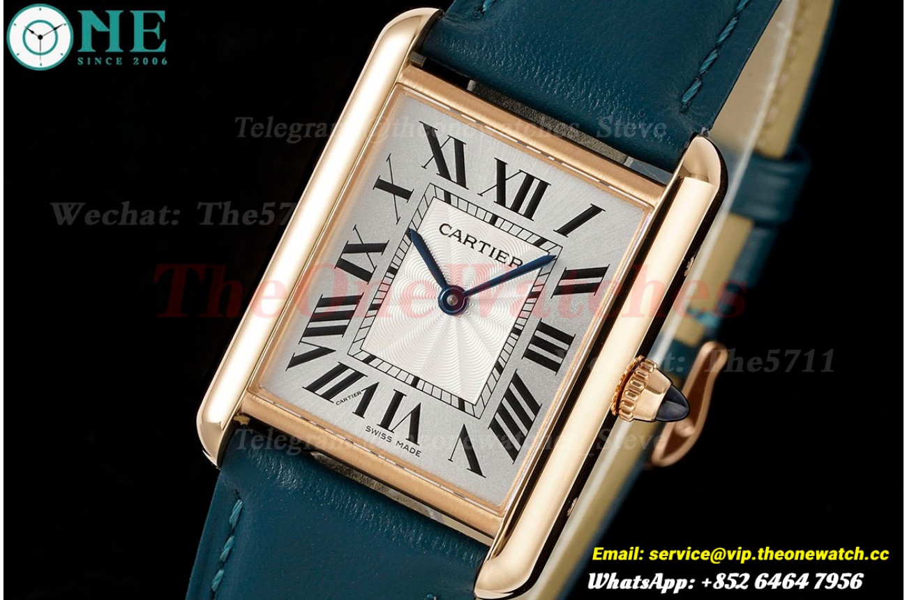 Tank Louis 25.5mm Blue RG/LE Silver Dial AF Quartz