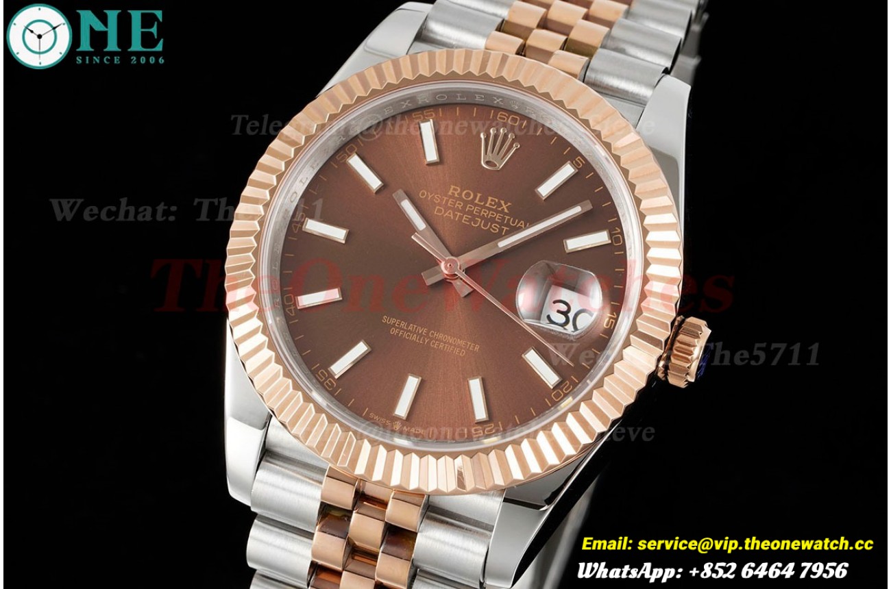 Datejust 41mm Brown/Stk SS/RG Jubilee 904L DIW A3235