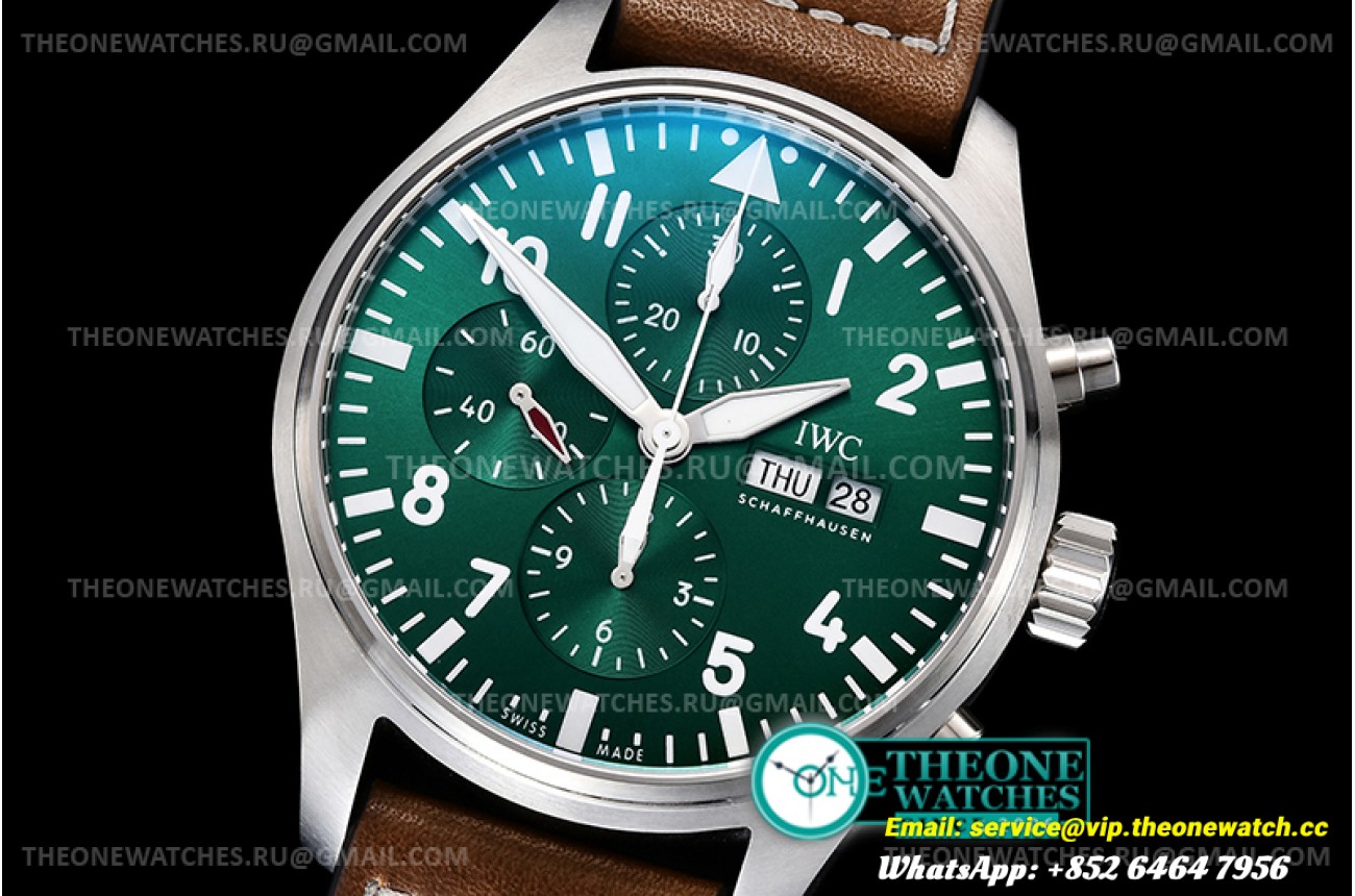 IWC - Pilot Chrono Spitfire IW377709 SS/LE Green ZF A7750