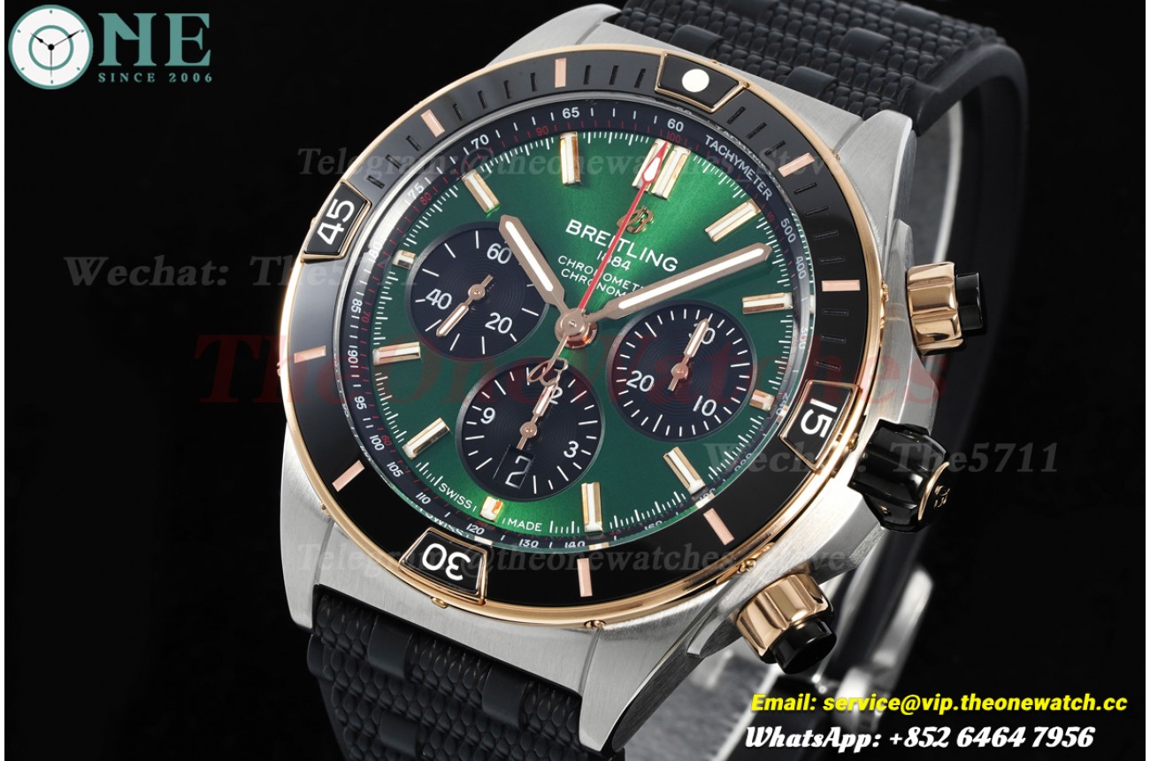 Super Chronomat B01 44MM SS/RU Green/Stk Dial BLF A7750