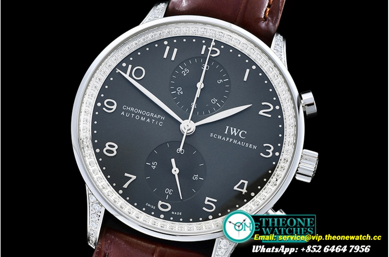 IWC - Portuguese Chrono Diam SS/LE Grey/Black ZF A79350 Mod