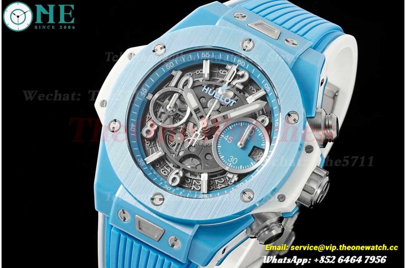 Big Bang Unico 42mm Sky Blue Ceramic/RU Skeleton Dial BBF A1280