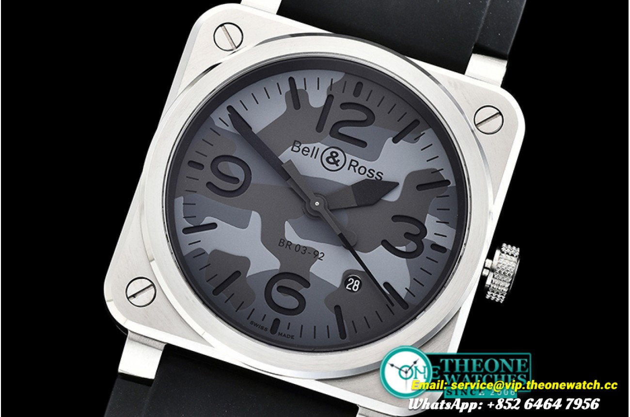 Bell & Ross - Bell Ross BR03-92 Black Camo SS/LE Grey Miyota 9015