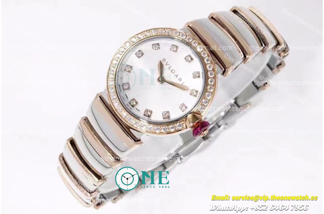 Bvlgari  - Lvcea series 28mm RG/SS Wht/Dia Diam BVF Swiss Qua