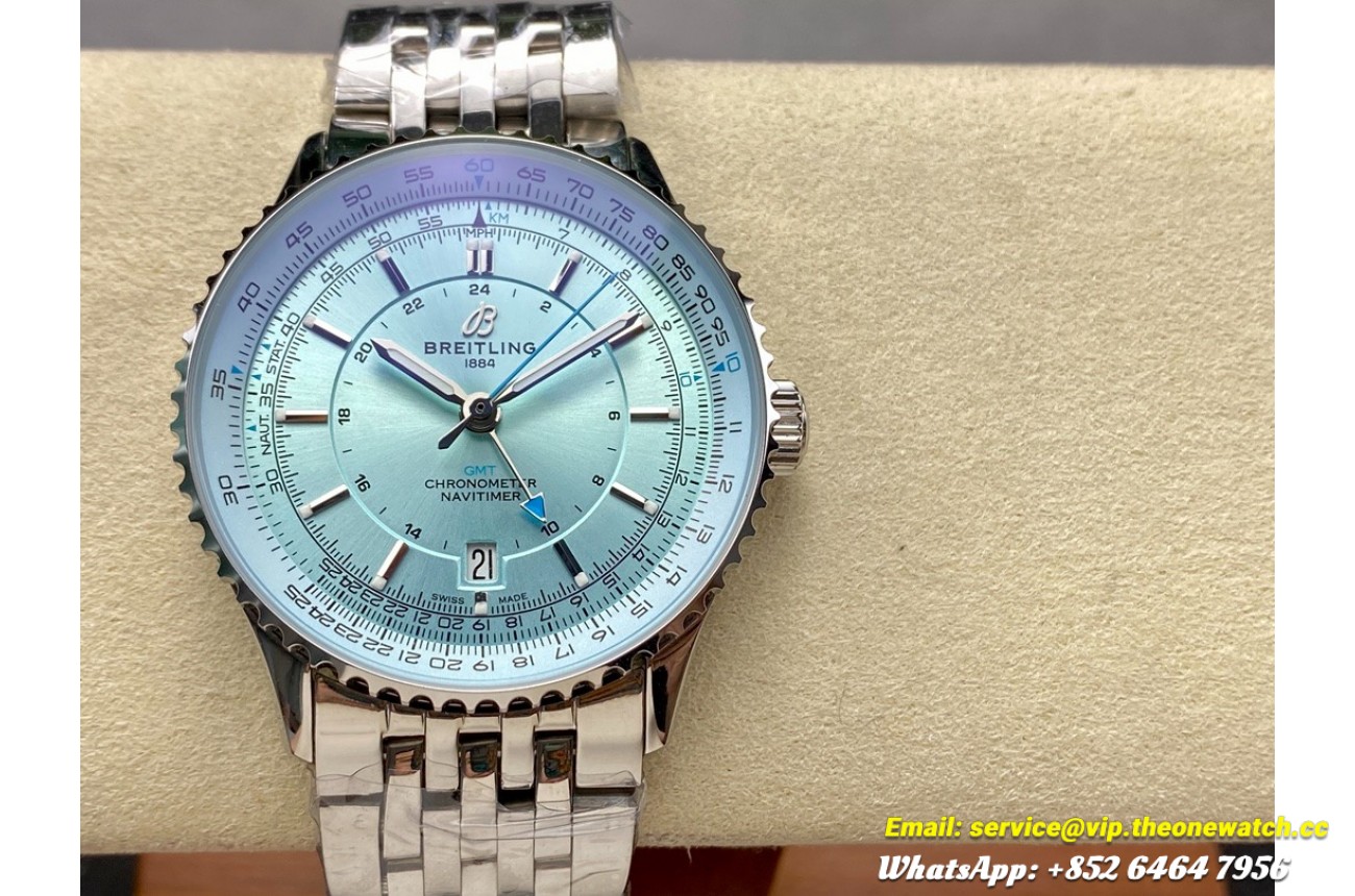 Navitimer 1 GMT 41mm SS/SS Light Blue Dial BLSF A2836