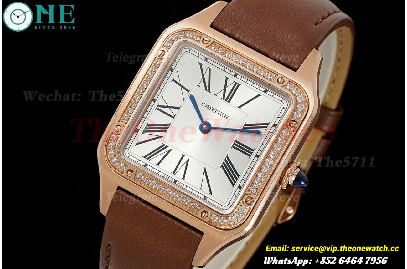 Santos Dumont Brown Dia RG/LE Silver Dial AF Quartz