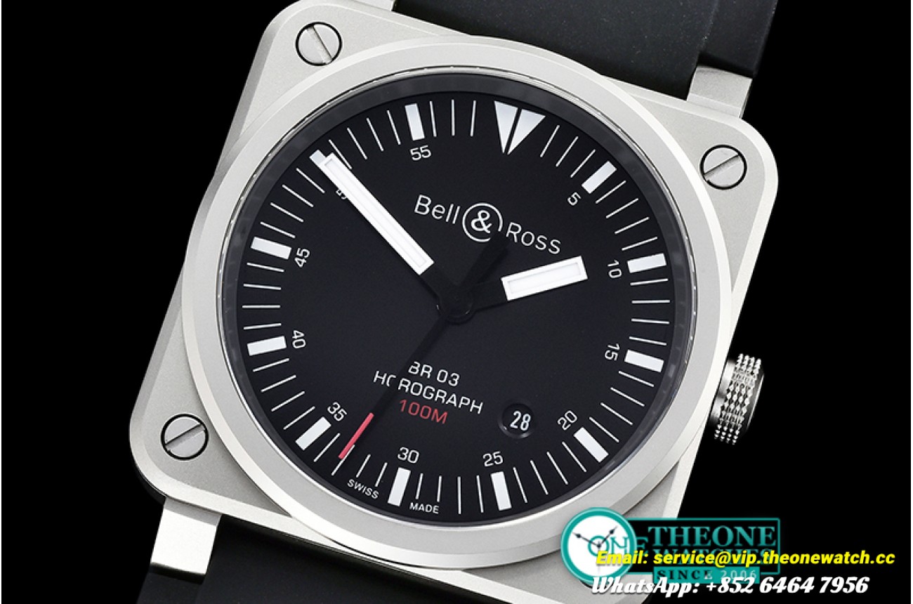 Bell & Ross - BR03-92 Horograph Sandblasted SS/RU Black V2 Miyota 9015