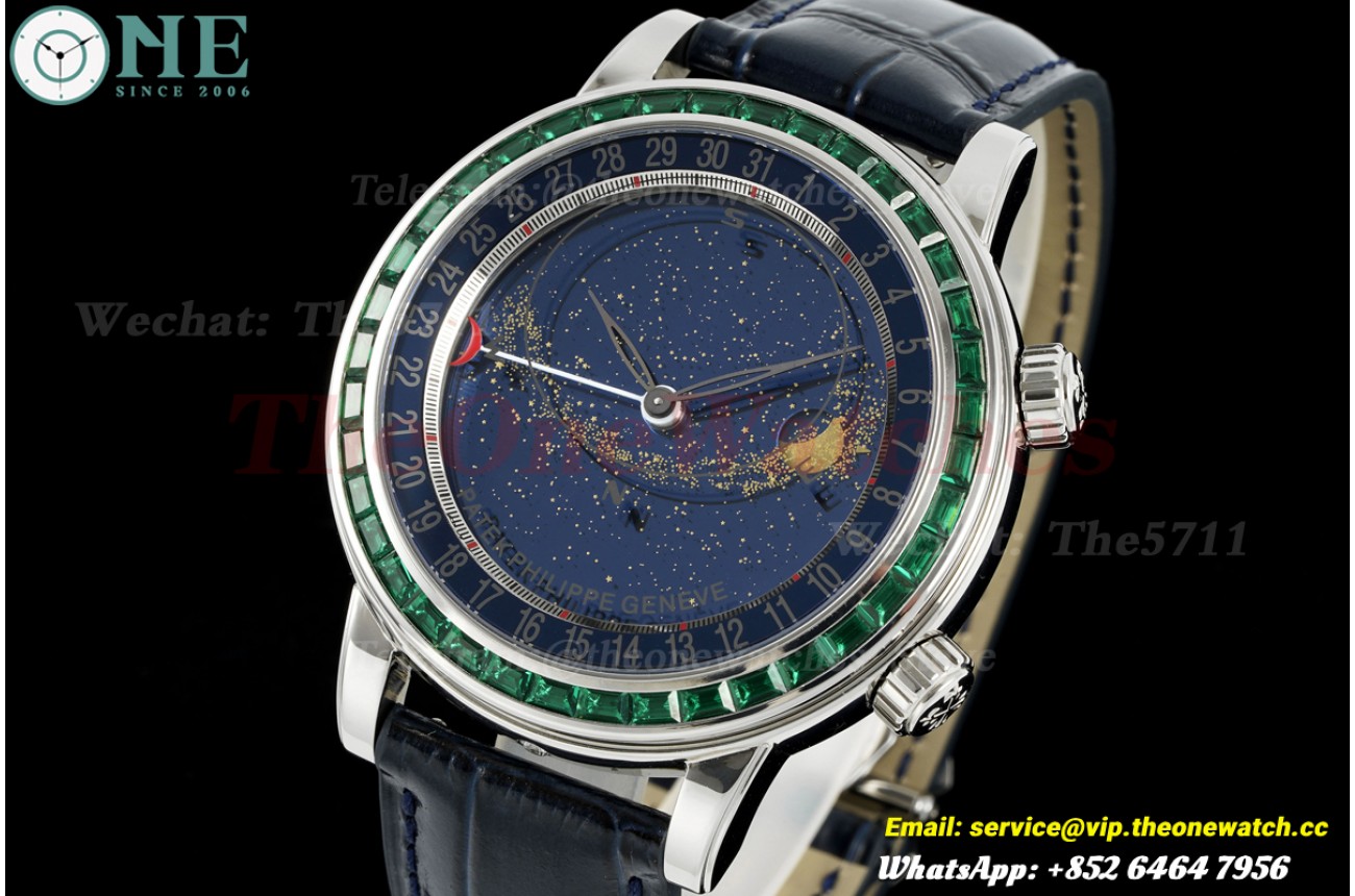 Celestial Sky Moon 6104G Green DIa SS/LE Blue Dial PPF A240 Super Clone
