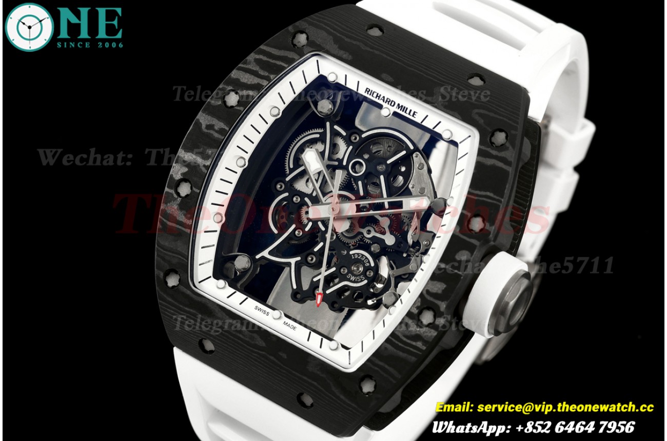 RM055 Black NTPT/RU White Skeleton Dial on White crown A9F RMUL2 Free Sprung