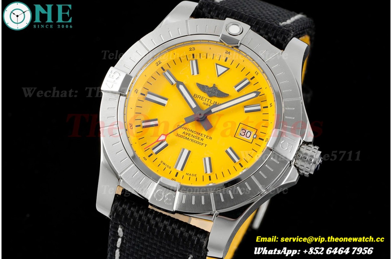 Avenger 43mm SS/NY Yellow/Stk TF A2824