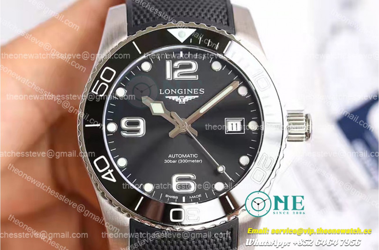 Longines - HydroConquest Mens SS/RU Blk TWF Asia 2824