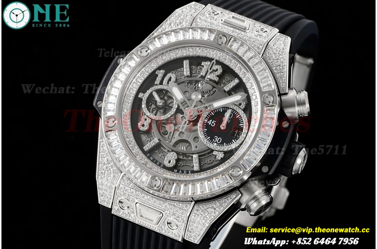 Big Bang Unico 44mm Gems Bezel Titanium/SS/Diams Rubber BBF A1280