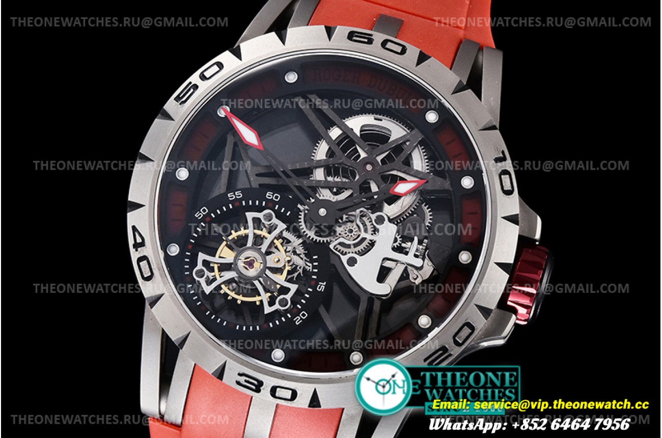 Roger Dubuis - Excalibur Skele Flying Tourb RDDBEX0392 SS/RU Red BBSF