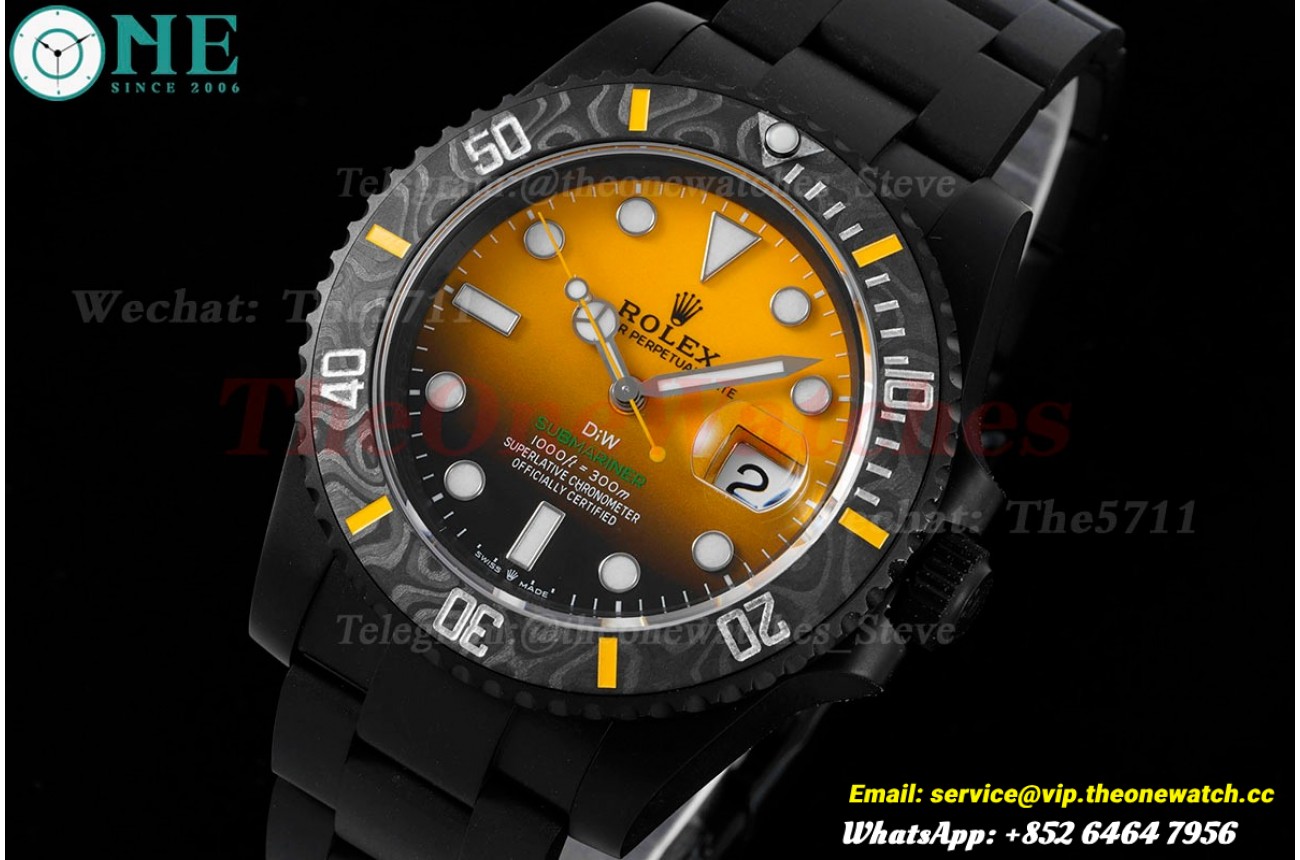 Submariner DIW 40mm 904L DLC/DLC Yel/Blk Dial VSF VS3135