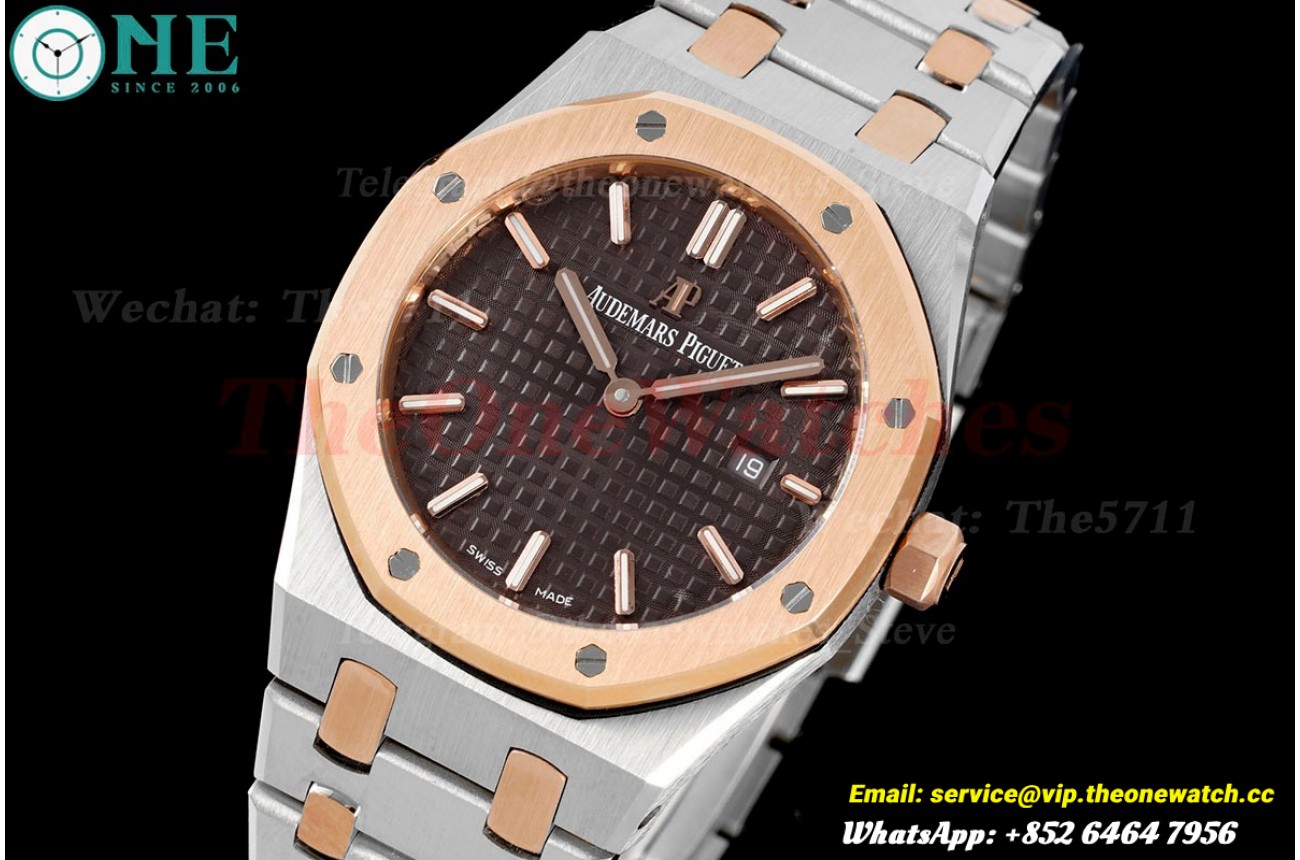 Royal Oak Ladies 33mm RG/SS Brown Dial JJF Swiss Qtz