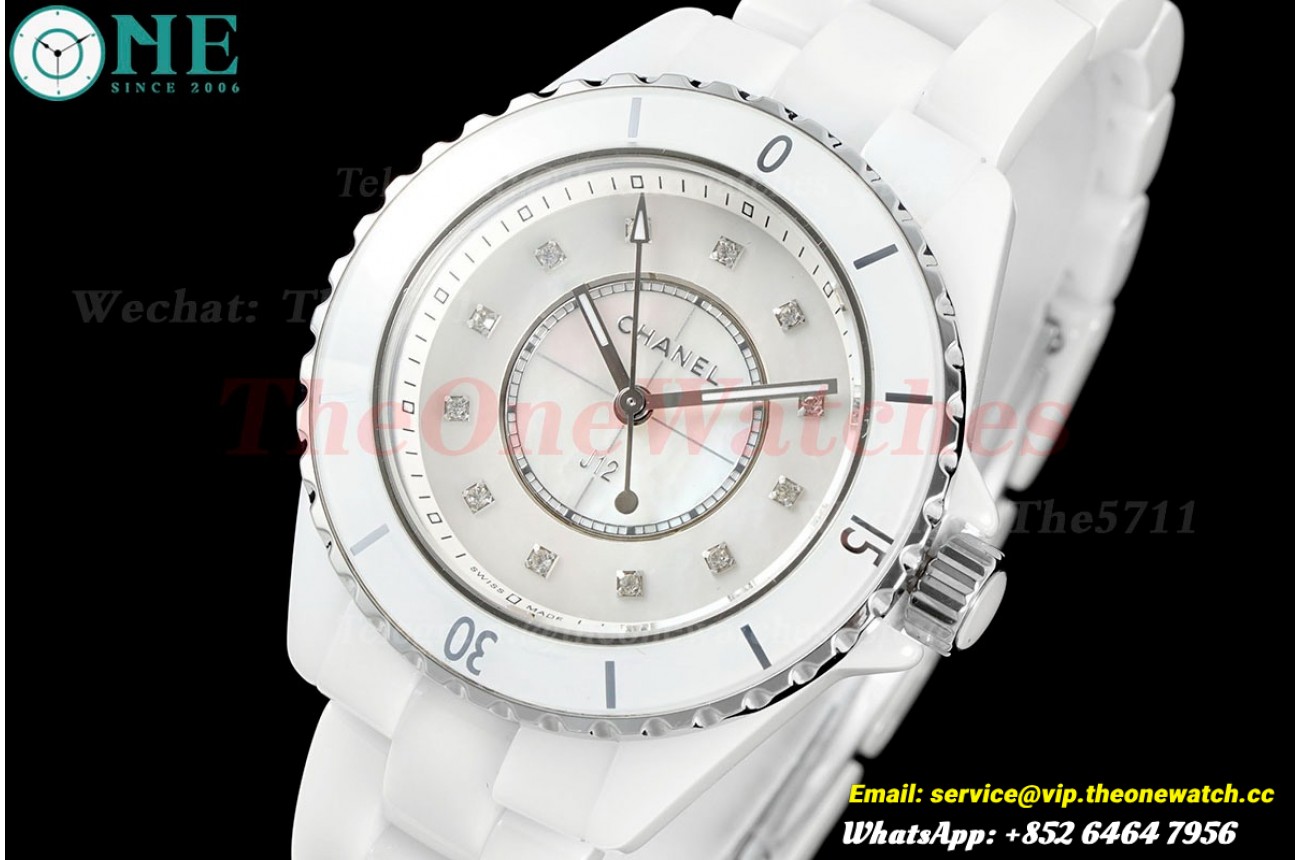 J12 33mm White Ceramic/Cer Mop/Dia HTF Quartz