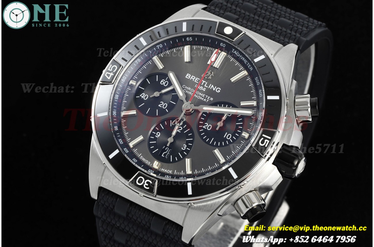 Super Chronomat B01 44MM Black Bezel RG/RU Grey/Stk Dial BLF A7750