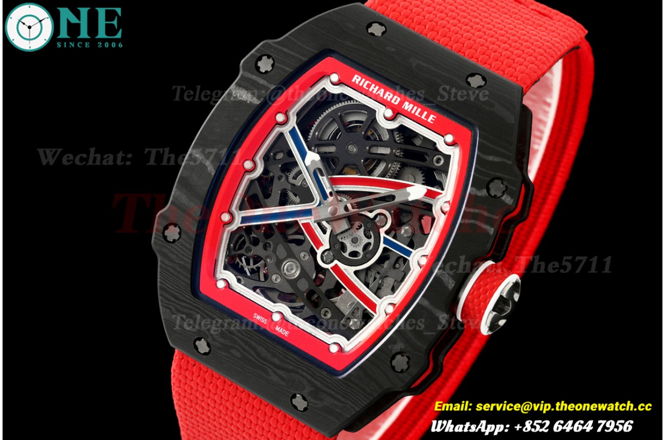 RM67-02 Black NTPT Skeleton Dial on Red Elastic Strap UMI V2 CRMA7