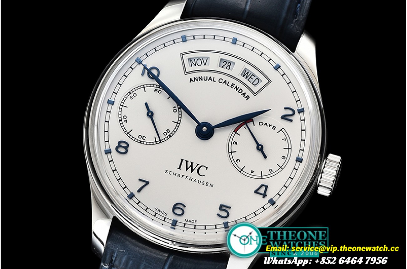 IWC - Portugieser Annual Cal IW503502 SS/LE Wht/Bl ZF A52850