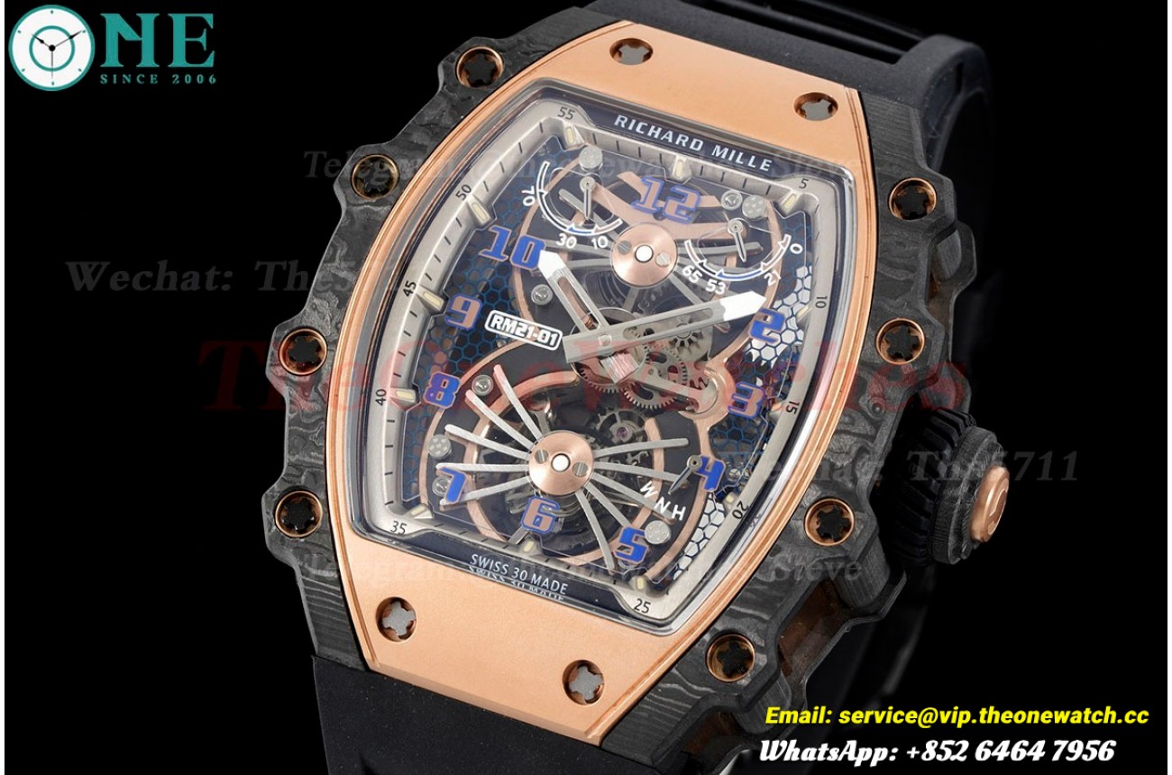 RM21-01 Tourbillon Transparent Skeleton Dial With Black Rubber strap RMF
