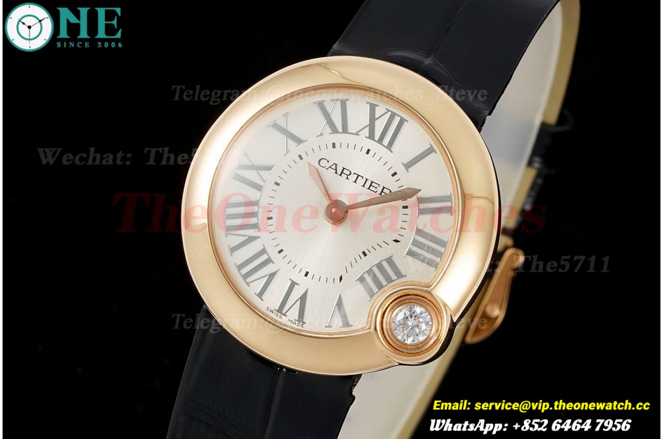 Ballon Blanc Ladies 30mm Black RG/LE Silver Dial AF Quartz