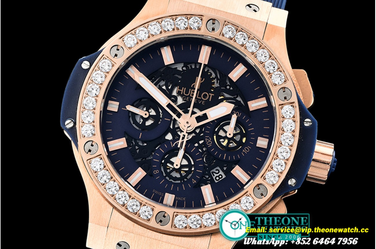 Hublot - Big Bang Evolution DIAM/RG/RU Blue Skele A7750 Mod