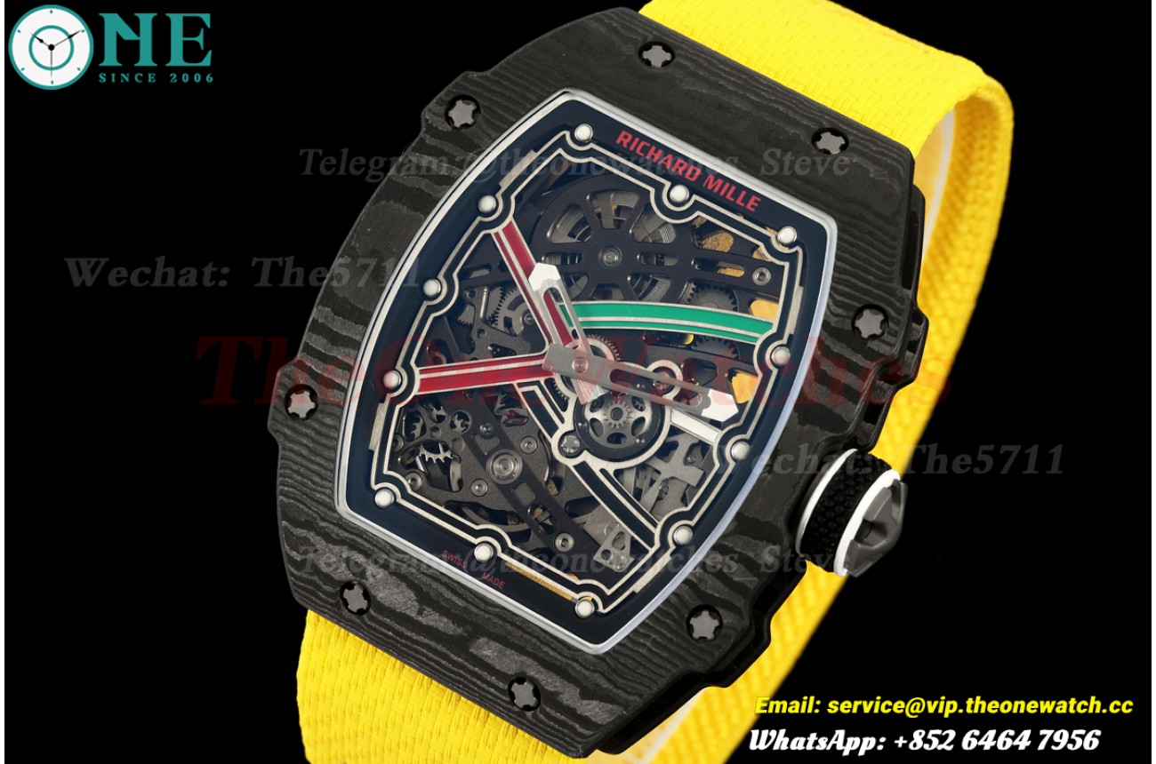 RM67-02 Black NTPT Skeleton Dial on Yellow Elastic Strap AVF V2 CRMA7