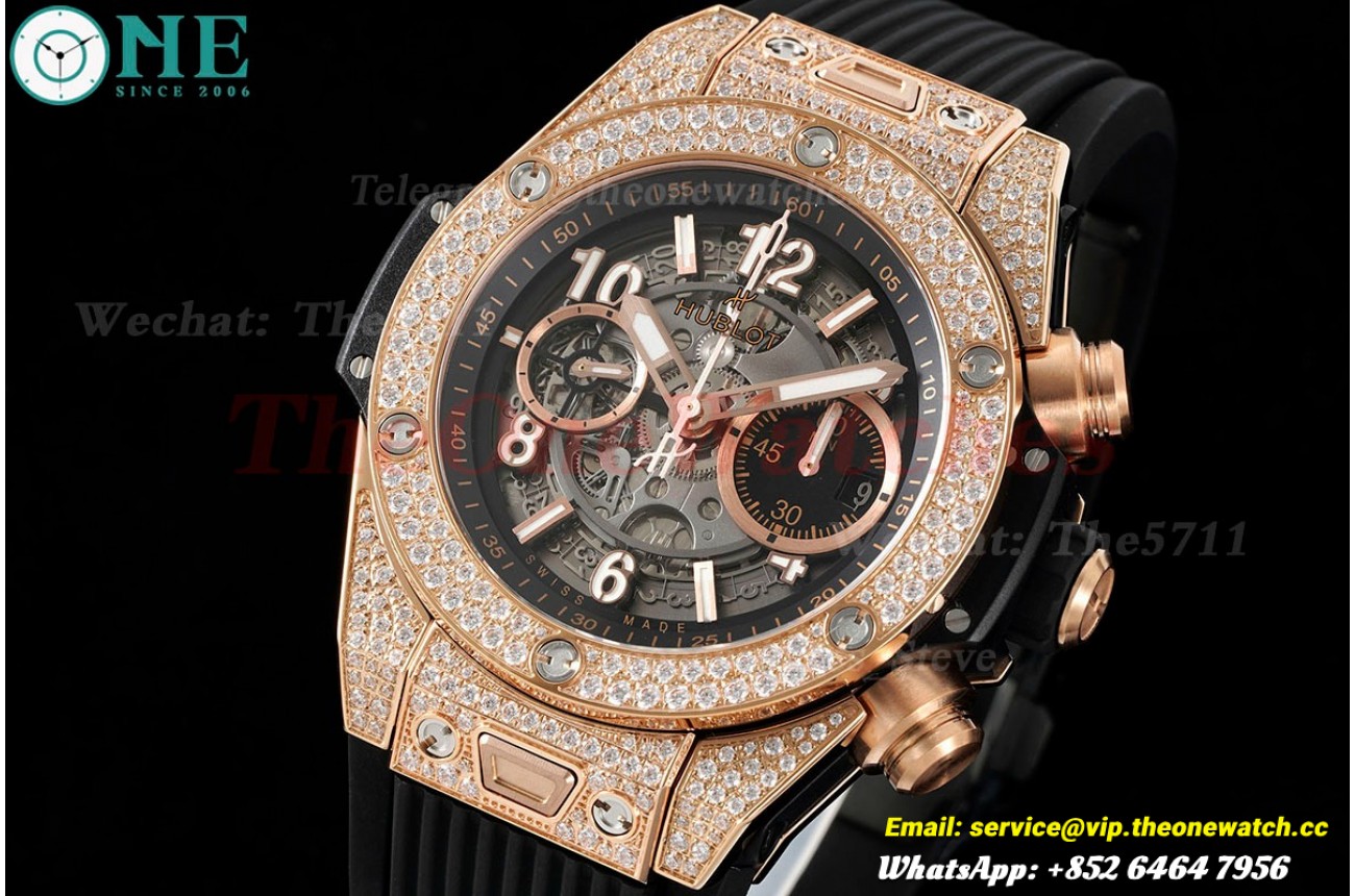 Big Bang Unico 42mm Diams Bezel Titanium/RG/Diams Rubber BBF A1280