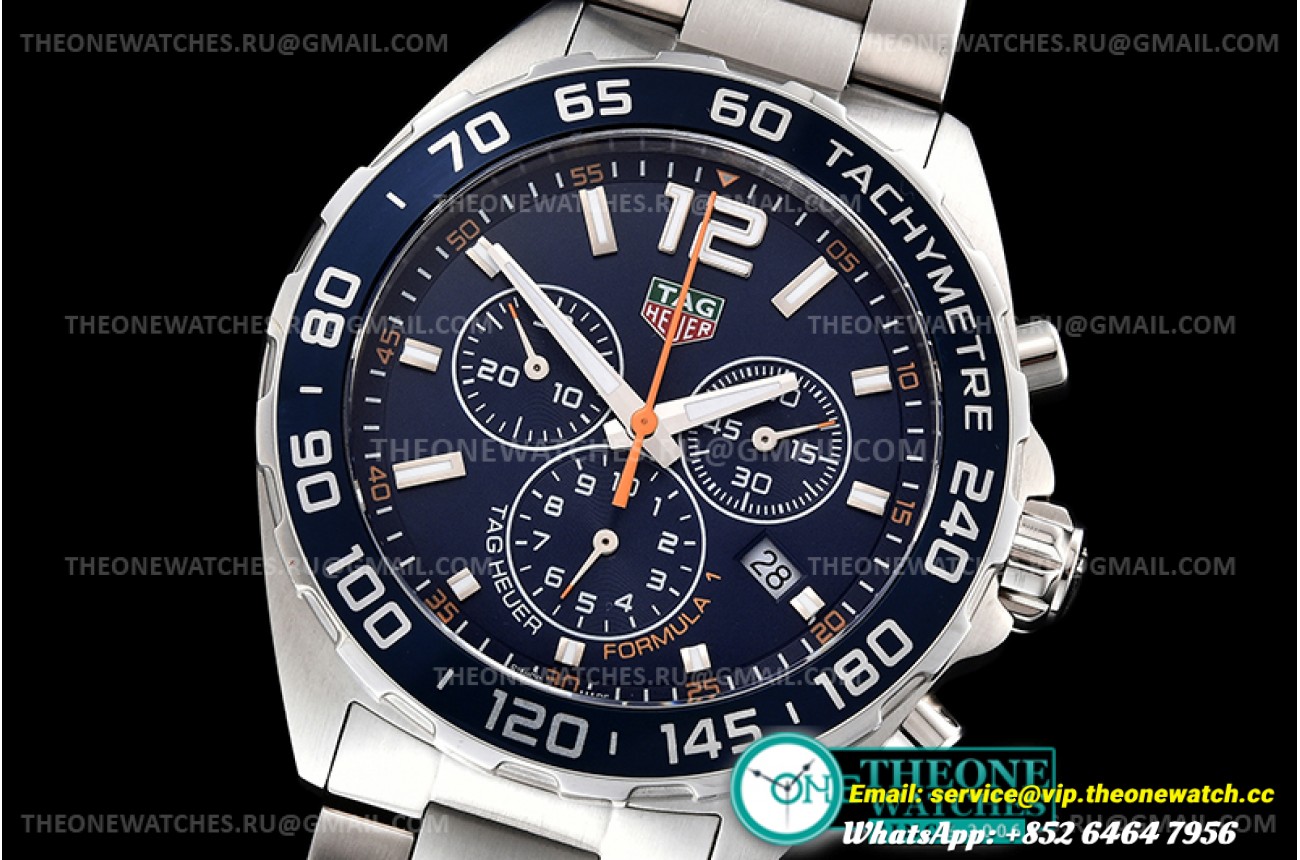 Tag Heuer - Tag F1 Chronograph SS/SS Blue/Stick Swiss Qtz Chrono