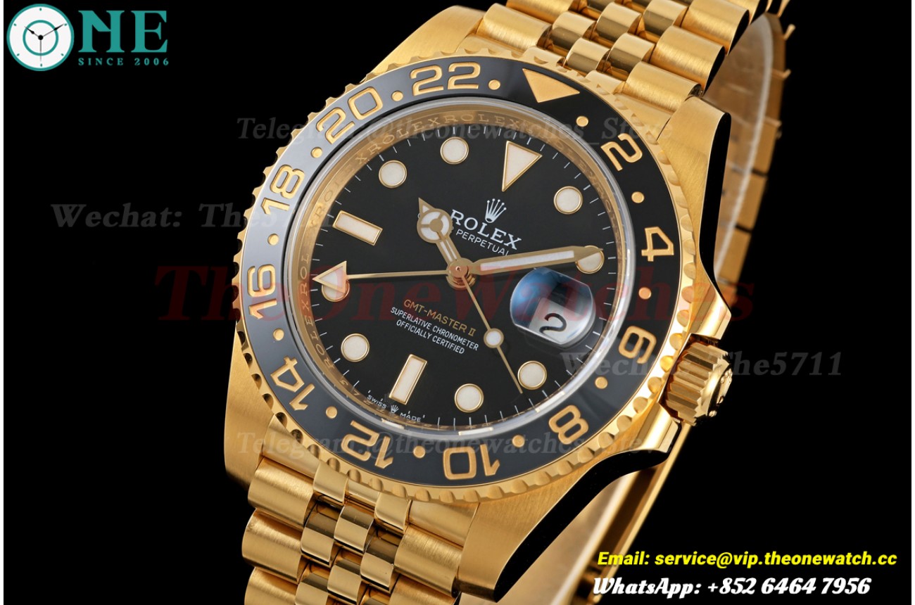 GMT Master II 126710 GRNR Jub 40mm YG/YG Black Dial RCF SH3285
