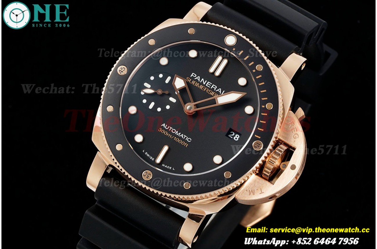 Submersible PAM2164 42mm RG/RU Black Dial VSF P900