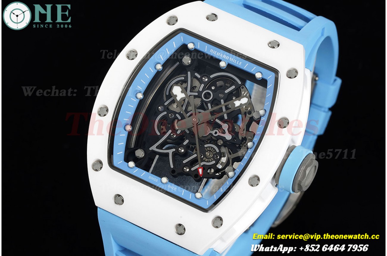 RM055 43mm White Ceramic/RU Skeleton Dial BBF RMUL2 Super Clone