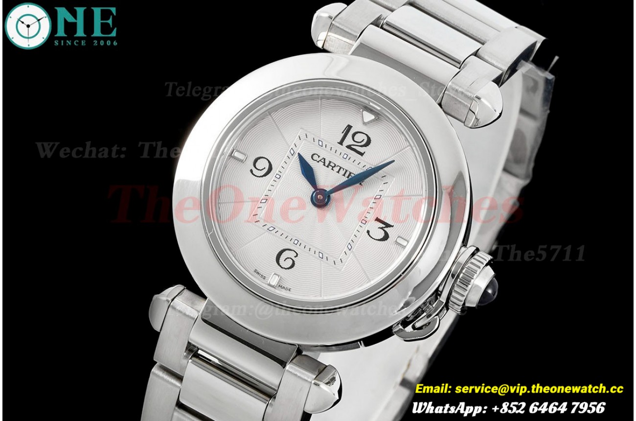 Pasha De Cartier Ladies 30mm SS/SS White Dial AF Quartz