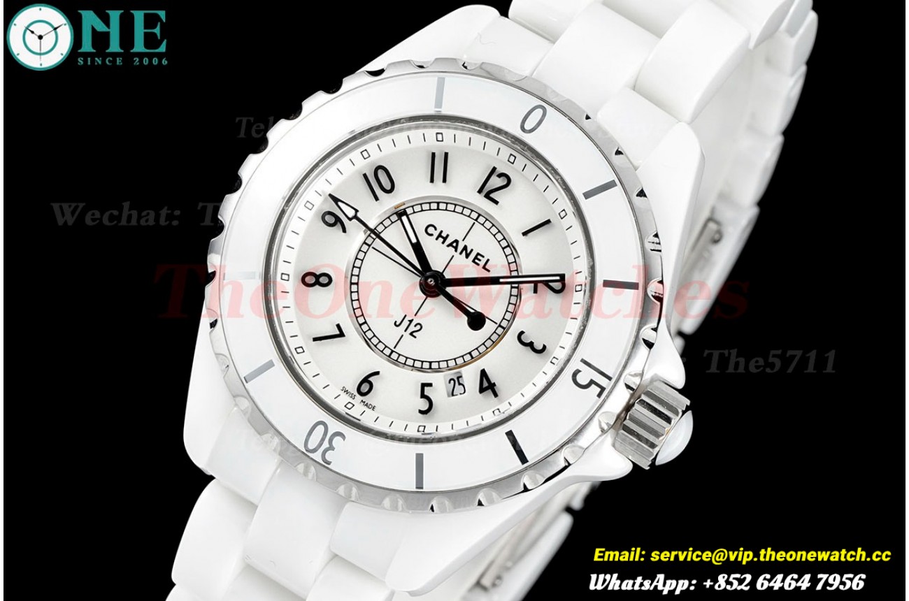 J12 33mm White Ceramic/Cer White/Num HTF Quartz