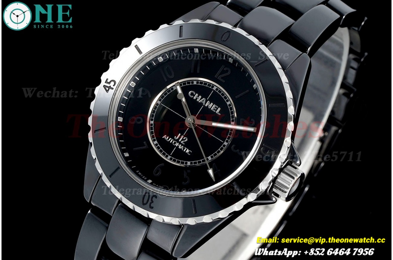 J12 38mm Black Ceramic/Cer Black/Num HTF A21.1