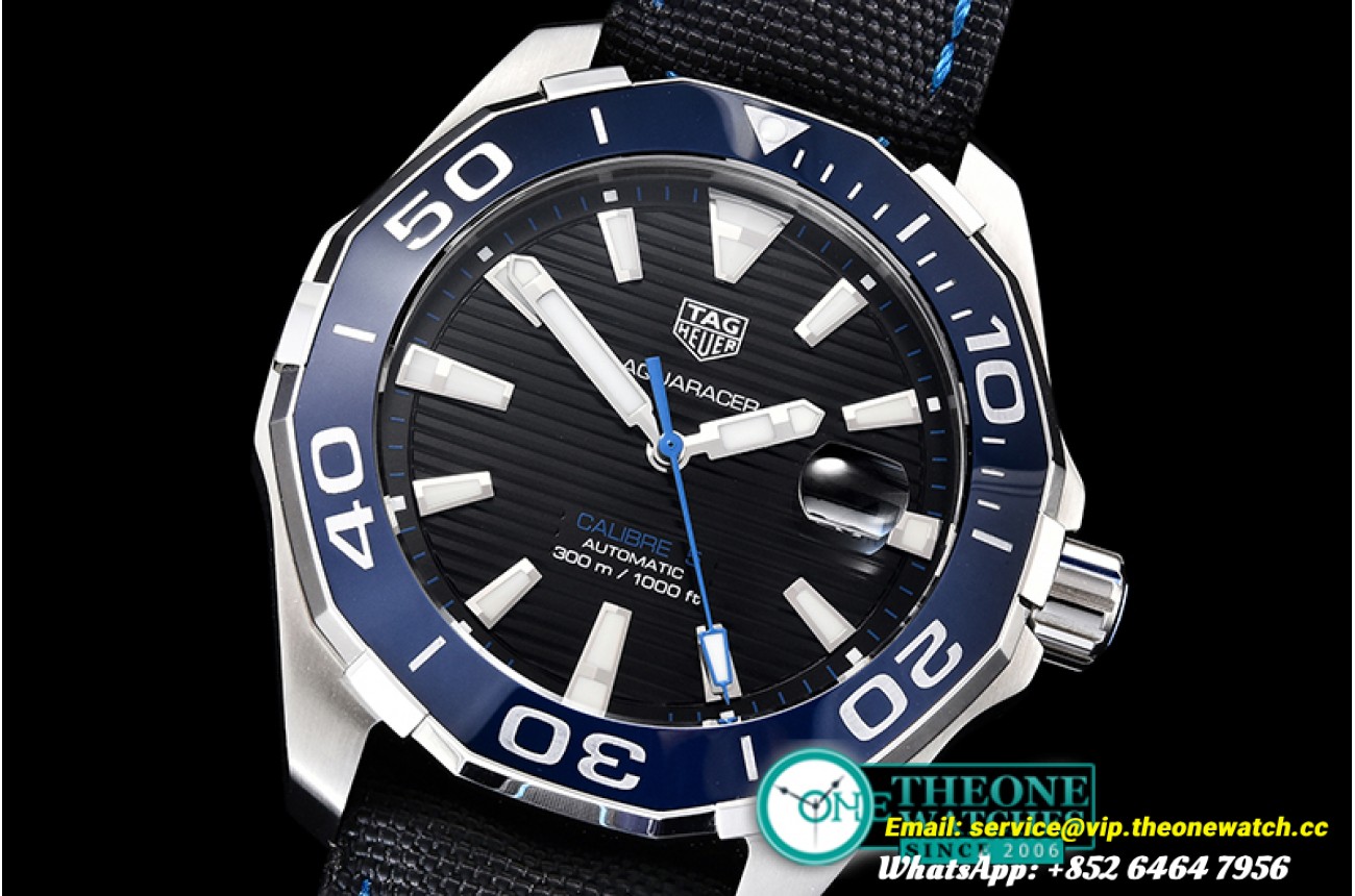 Tag Heuer - Aquaracer Caliber 5 43mm SS/NY Blk/Blue V6F A2824